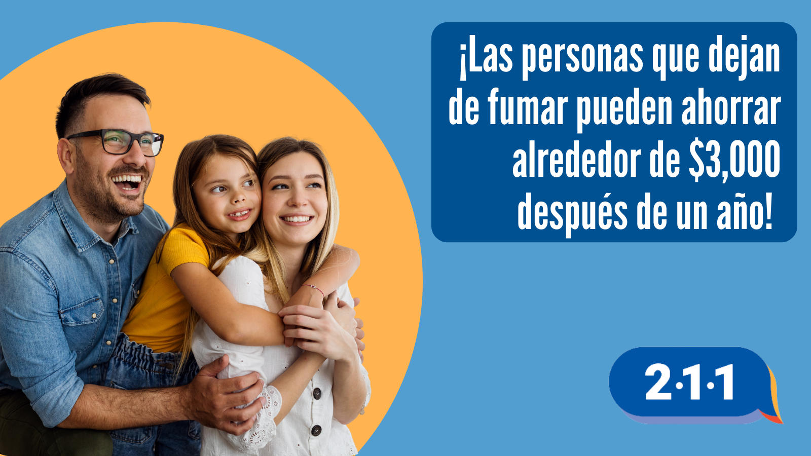 ¡Las personas que dejan de fumar pueden ahorrar alrededor de $3,000 después de un año! 2-1-1